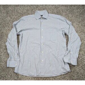 Ermenegildo Zegna Button Up Shirt Mens Large White Long Sleeve Check Cotton